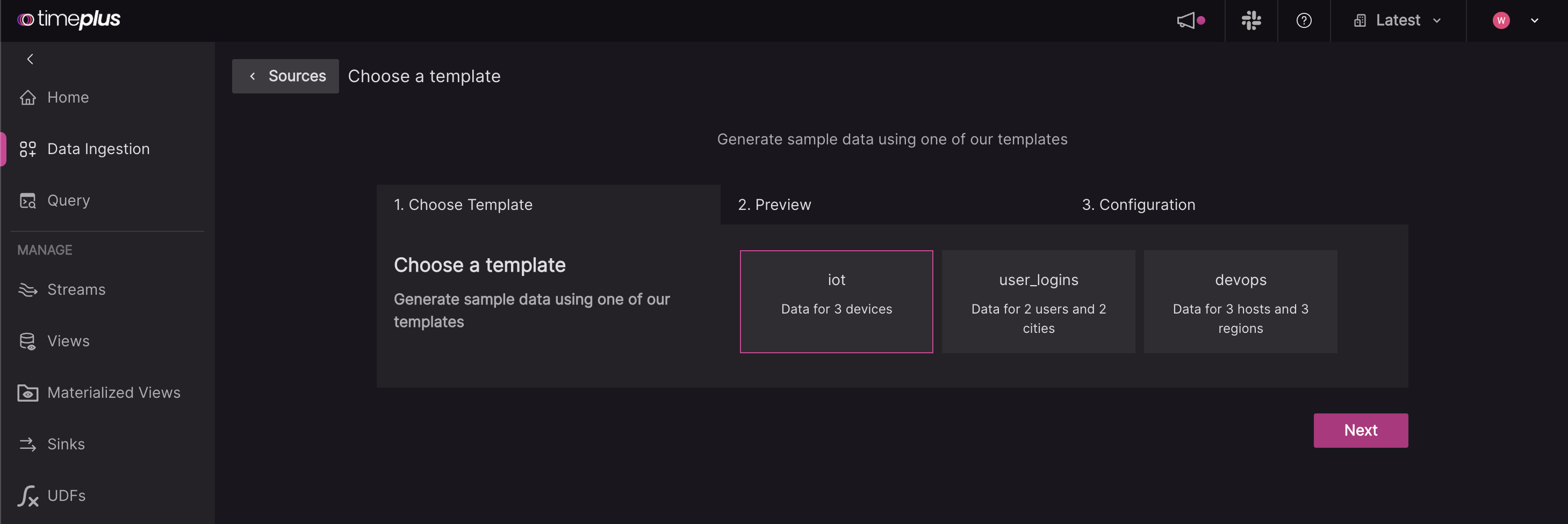 Sample dataset templates